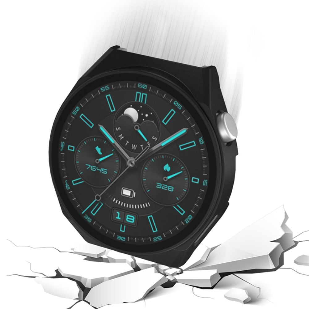 Vildt Flot Huawei Watch GT 3 Pro 46mm Cover med Skærmbeskytter i Hærdet Glas - Sort#serie_5