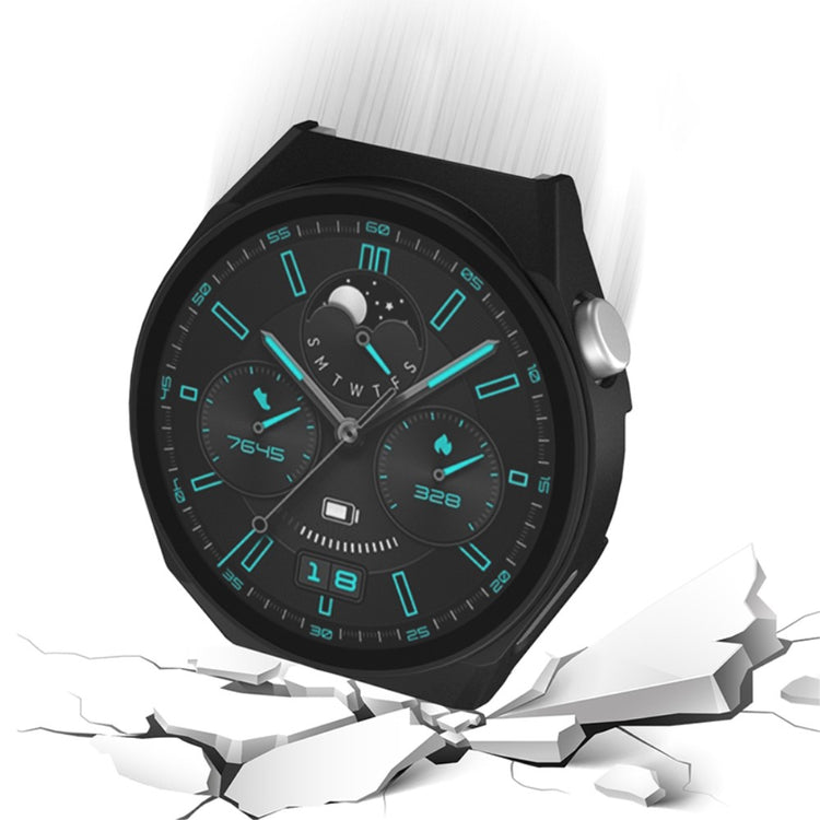 Vildt Flot Huawei Watch GT 3 Pro 46mm Cover med Skærmbeskytter i Hærdet Glas - Sort#serie_5