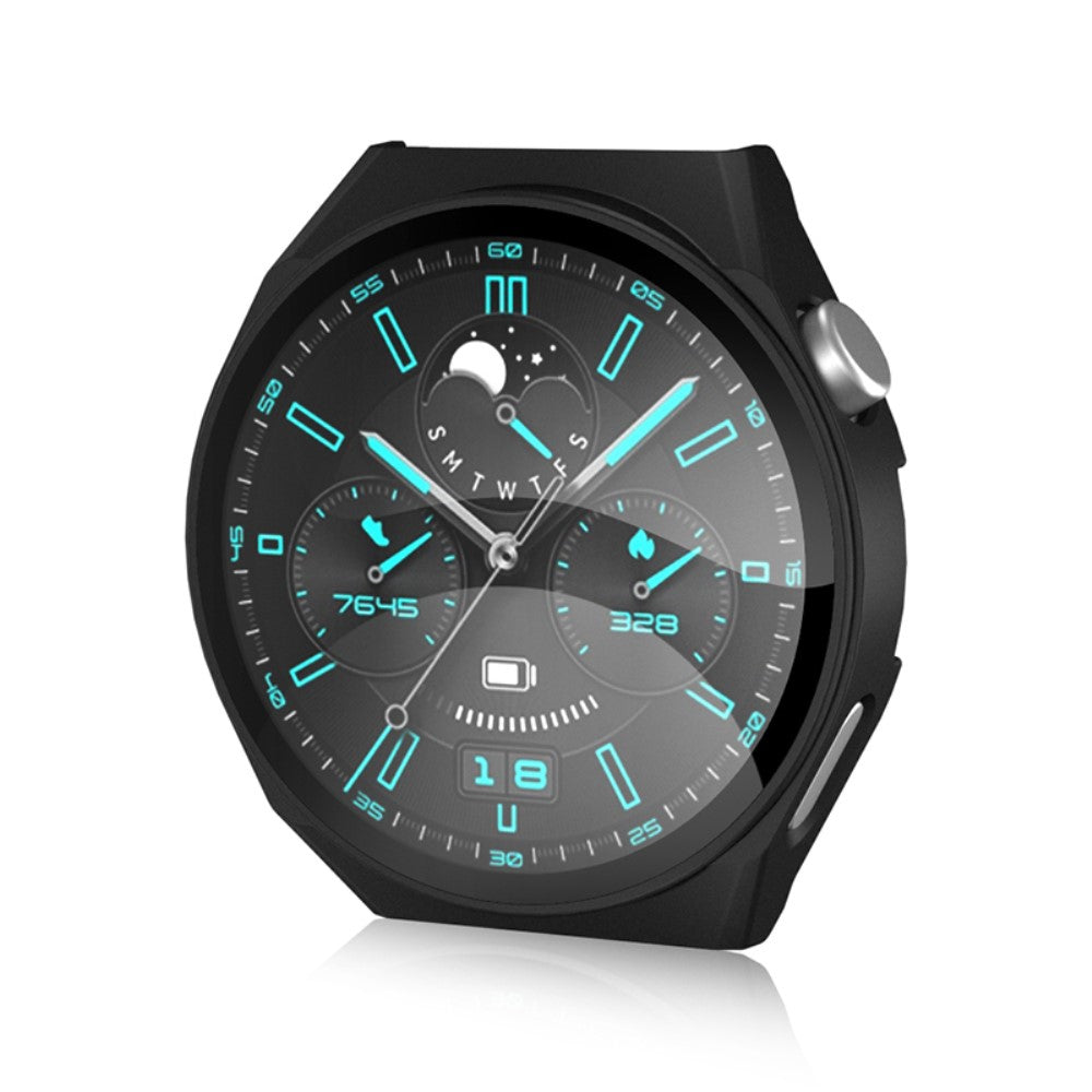 Vildt Flot Huawei Watch GT 3 Pro 46mm Cover med Skærmbeskytter i Hærdet Glas - Sort#serie_5