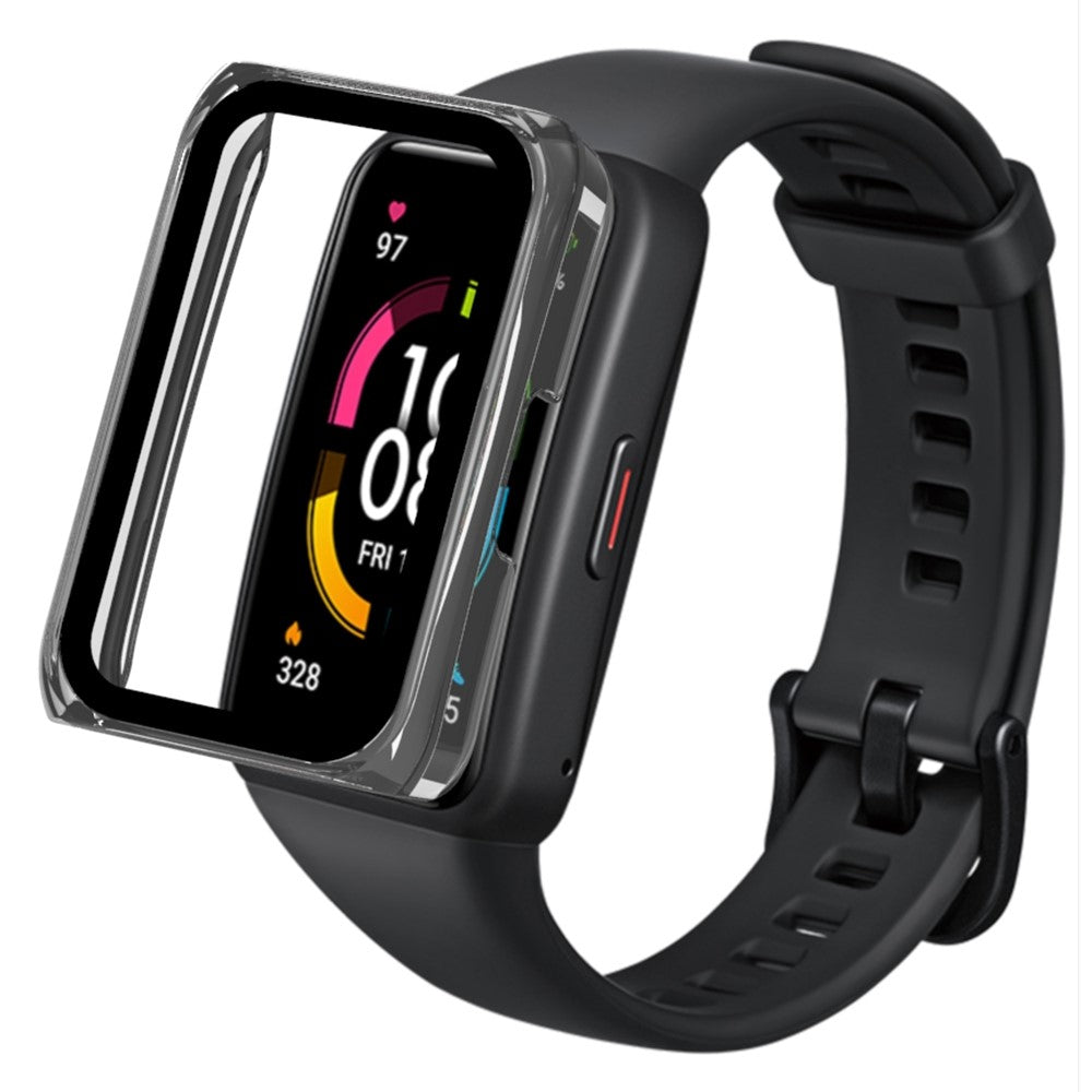 Super Fint Huawei Band 7 / Honor Band 6 Cover med Skærmbeskytter i Plastik og Hærdet Glas - Gennemsigtig#serie_1