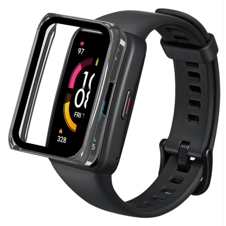 Super Fint Huawei Band 7 / Honor Band 6 Cover med Skærmbeskytter i Plastik og Hærdet Glas - Gennemsigtig#serie_1