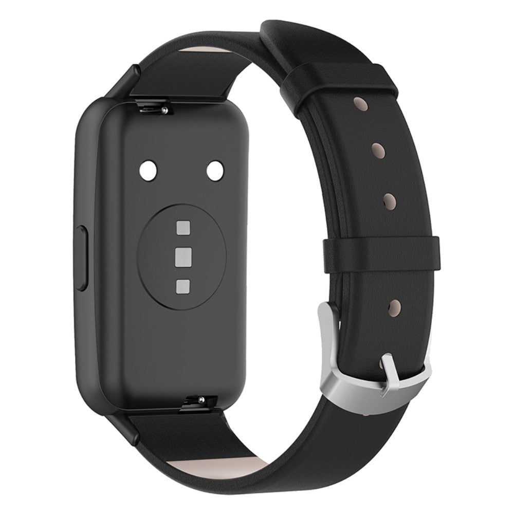 Mega cool Huawei Band 7 Ægte læder Urrem - Sort#serie_5