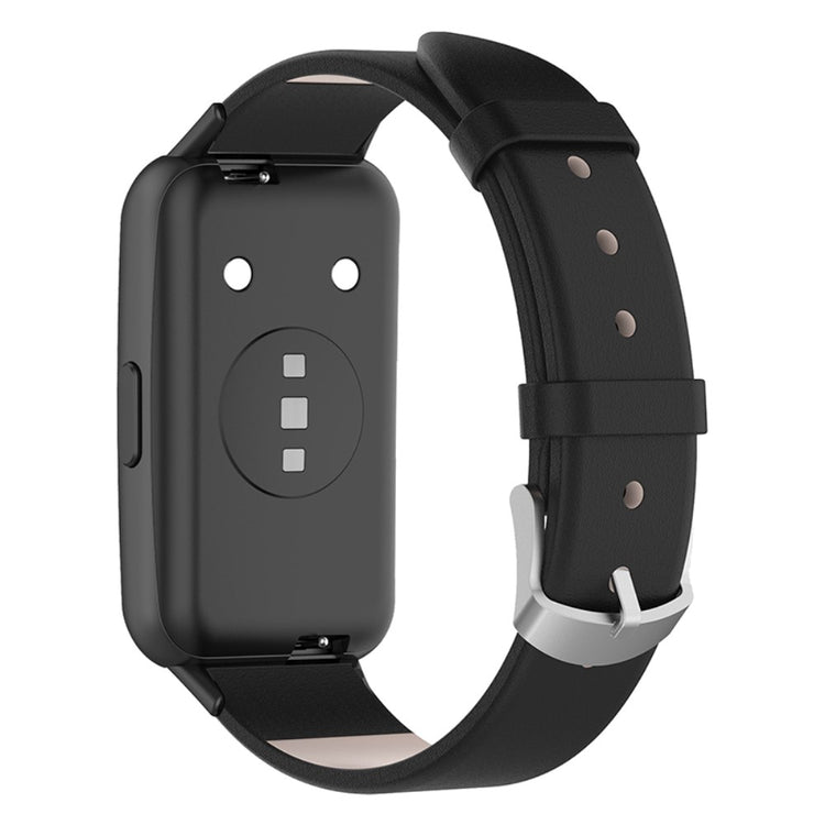 Mega cool Huawei Band 7 Ægte læder Urrem - Sort#serie_5