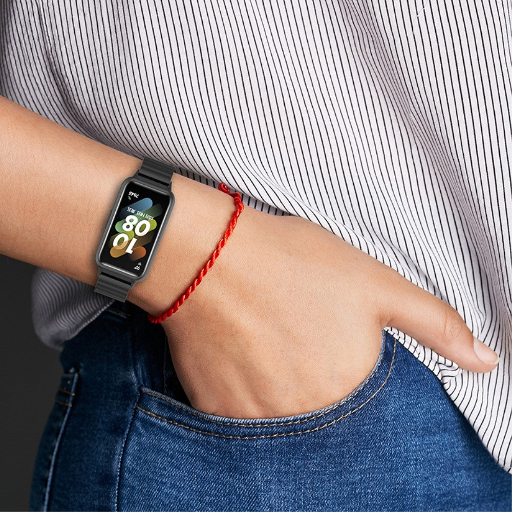Rigtigt flot Huawei Band 7 Metal Rem - Sort#serie_038