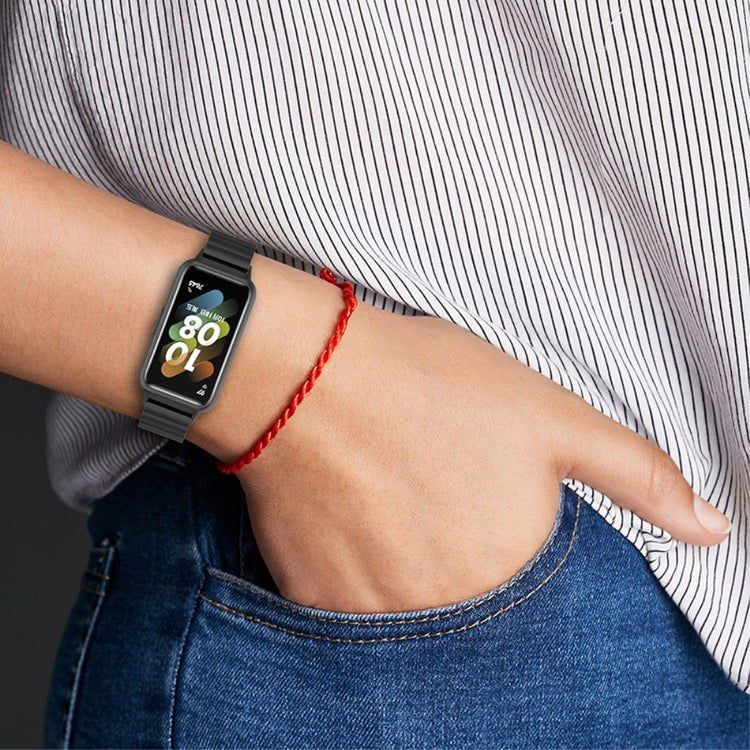 Rigtigt flot Huawei Band 7 Metal Rem - Sort#serie_038