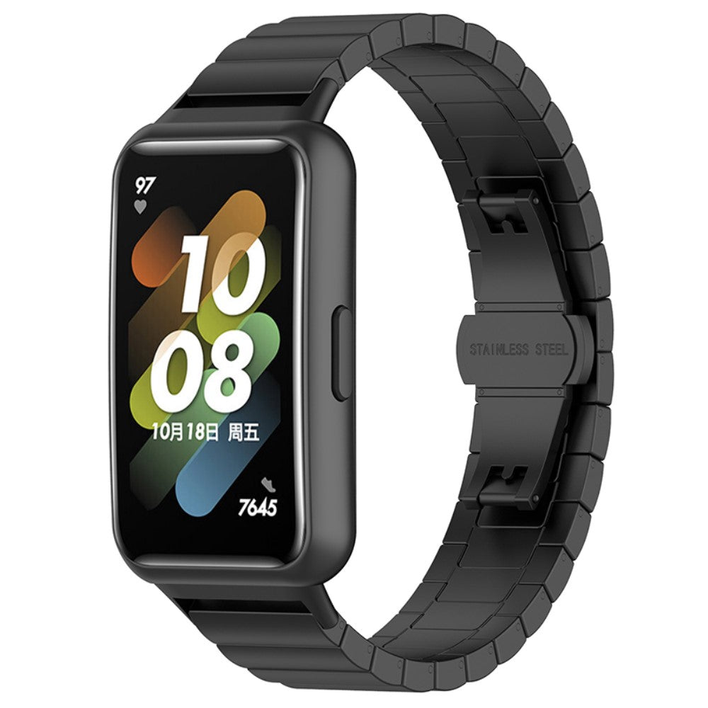 Rigtigt flot Huawei Band 7 Metal Rem - Sort#serie_038