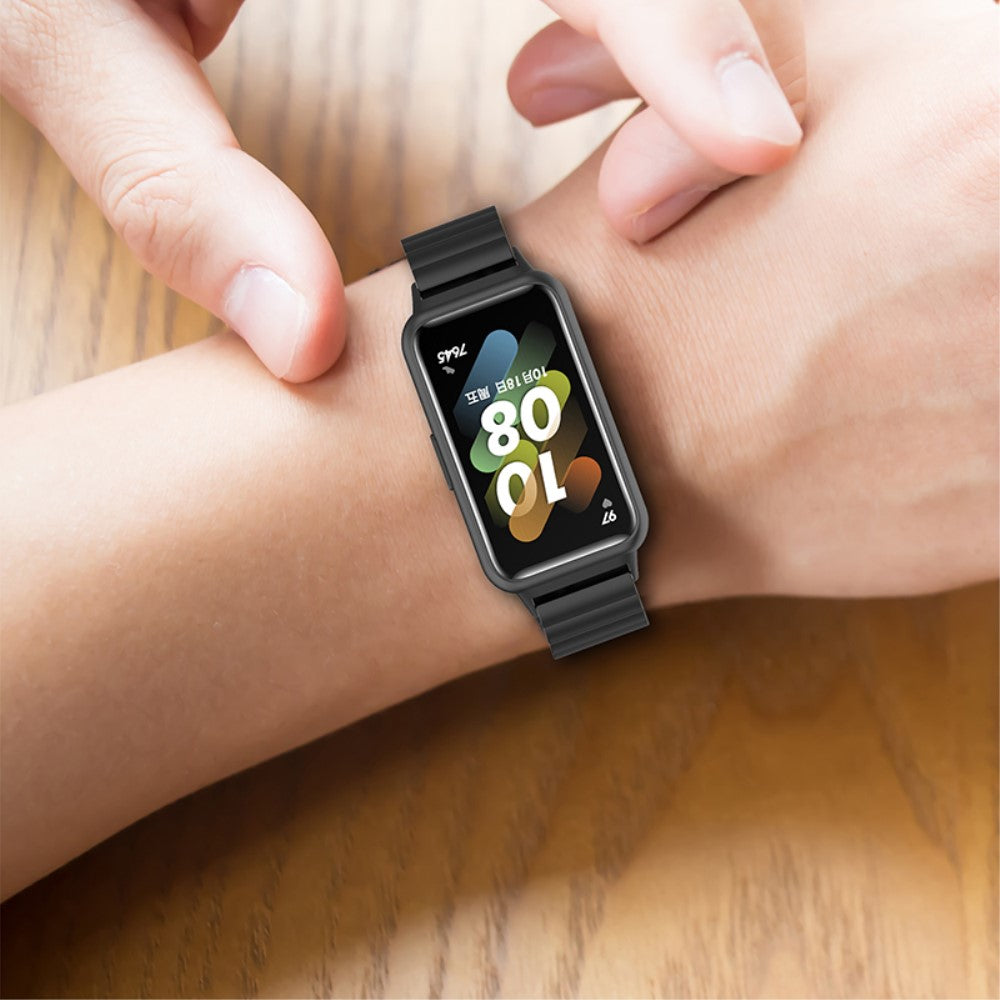 Rigtigt flot Huawei Band 7 Metal Rem - Sort#serie_038
