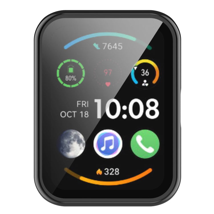 Super Fint Huawei Watch Fit 2 Cover med Skærmbeskytter i Plastik og Hærdet Glas - Sort#serie_1
