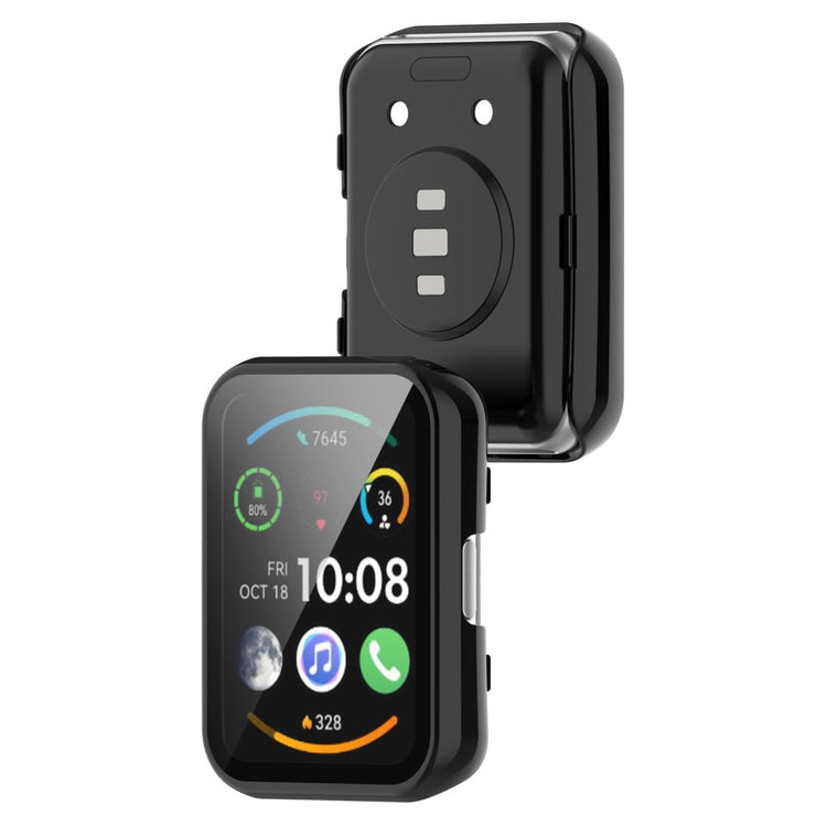 Super Fint Huawei Watch Fit 2 Cover med Skærmbeskytter i Plastik og Hærdet Glas - Sort#serie_1