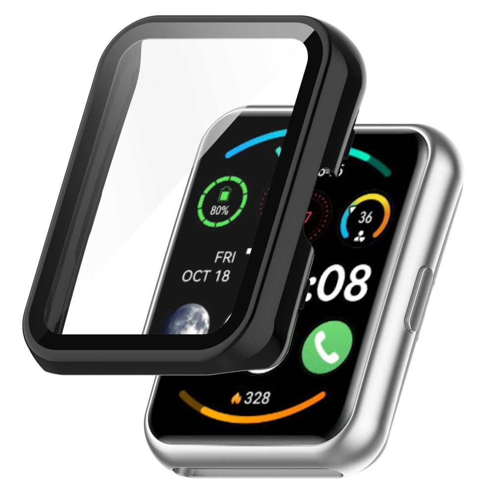 Super Fint Huawei Watch Fit 2 Cover med Skærmbeskytter i Plastik og Hærdet Glas - Sort#serie_1