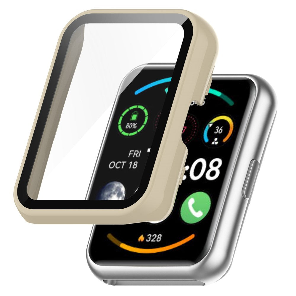 Super Fint Huawei Watch Fit 2 Cover med Skærmbeskytter i Plastik og Hærdet Glas - Beige#serie_5