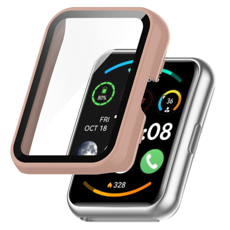 Super Fint Huawei Watch Fit 2 Cover med Skærmbeskytter i Plastik og Hærdet Glas - Pink#serie_6