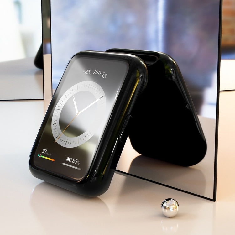 Godt Huawei Watch Fit 2 Cover med Skærmbeskytter i Silikone - Sort#serie_8