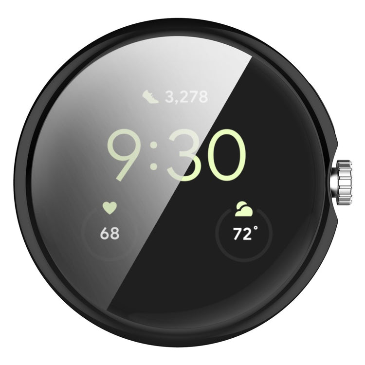 Godt Google Pixel Watch Cover med Skærmbeskytter i Silikone - Sort#serie_1
