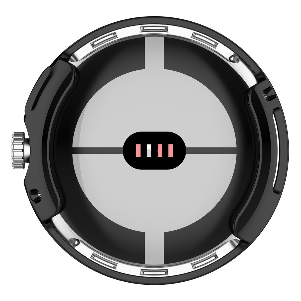 Godt Google Pixel Watch Cover med Skærmbeskytter i Silikone - Sort#serie_1
