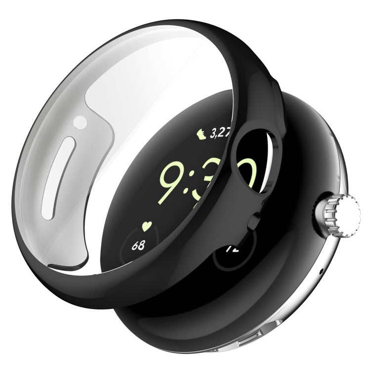 Godt Google Pixel Watch Cover med Skærmbeskytter i Silikone - Sort#serie_1