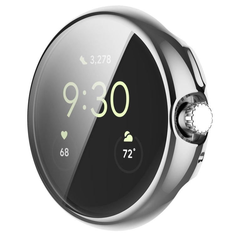 Godt Google Pixel Watch Cover med Skærmbeskytter i Silikone - Sølv#serie_2