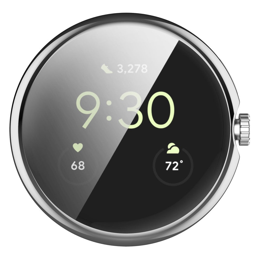 Godt Google Pixel Watch Cover med Skærmbeskytter i Silikone - Sølv#serie_2