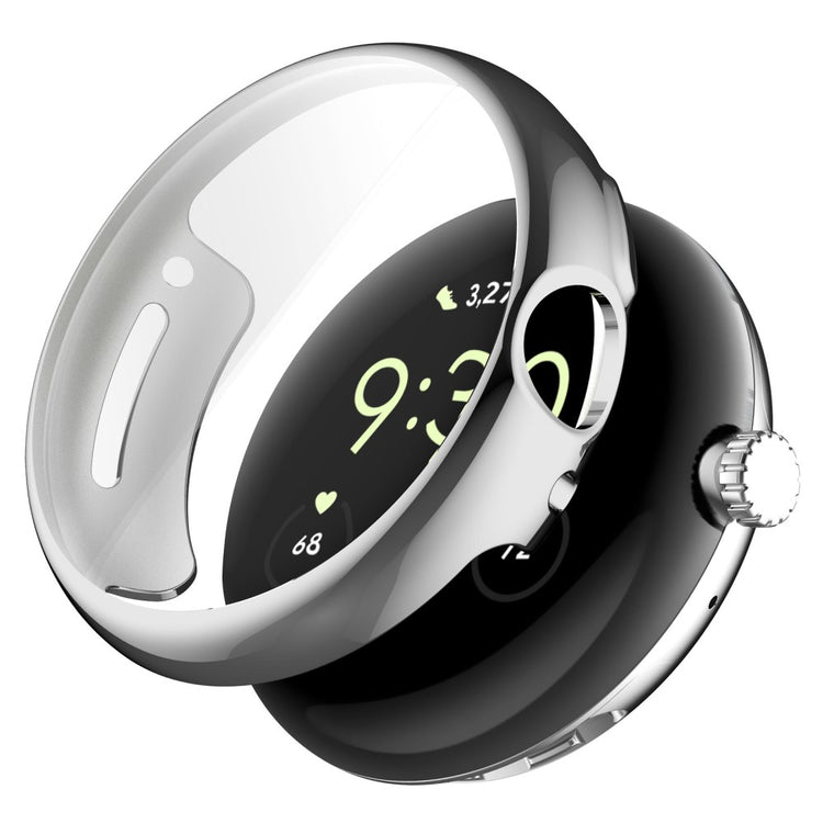 Godt Google Pixel Watch Cover med Skærmbeskytter i Silikone - Sølv#serie_2
