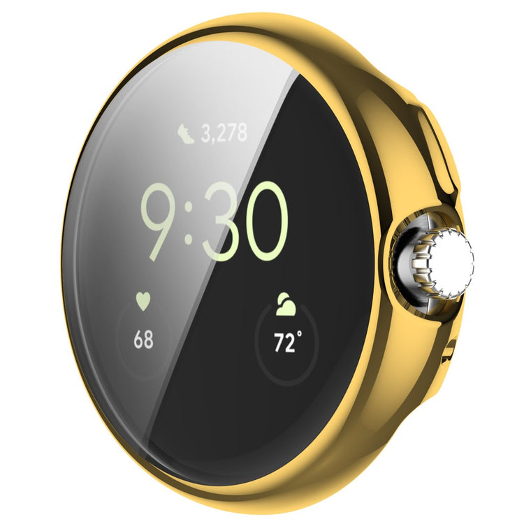 Godt Google Pixel Watch Cover med Skærmbeskytter i Silikone - Guld#serie_3