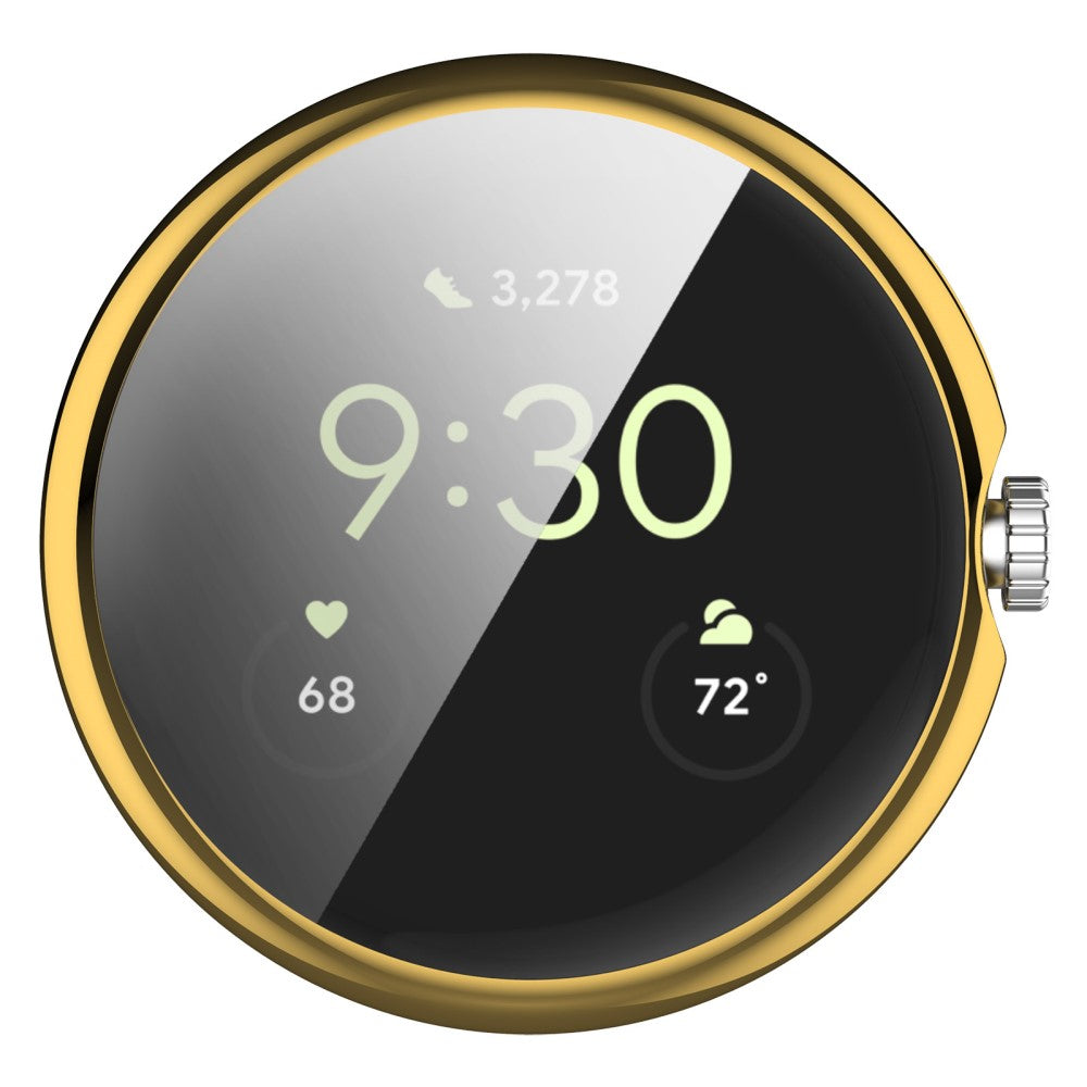 Godt Google Pixel Watch Cover med Skærmbeskytter i Silikone - Guld#serie_3