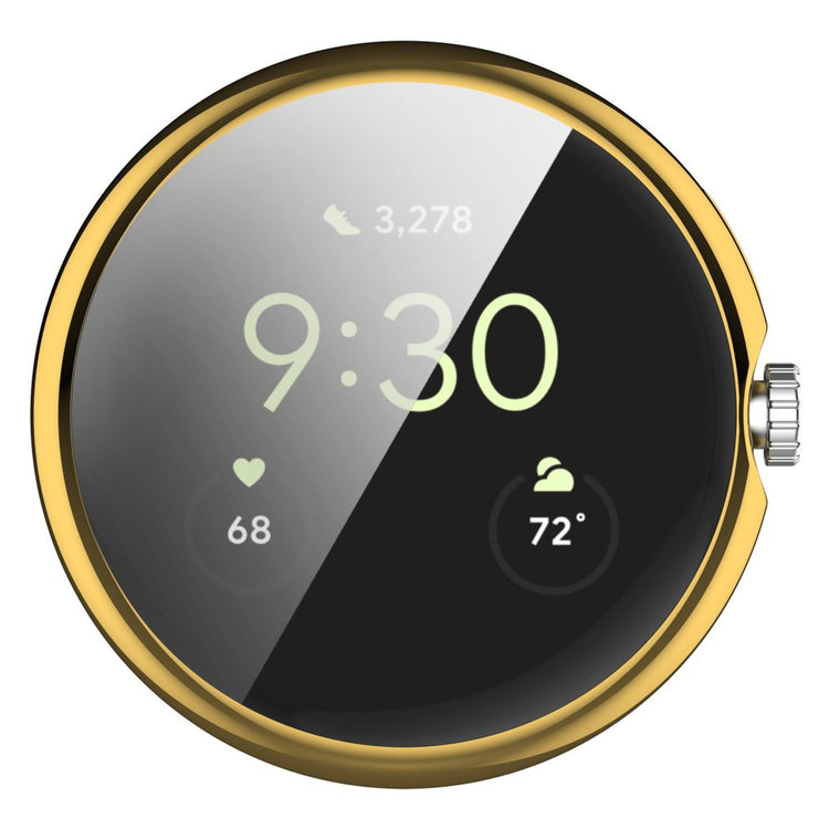 Godt Google Pixel Watch Cover med Skærmbeskytter i Silikone - Guld#serie_3