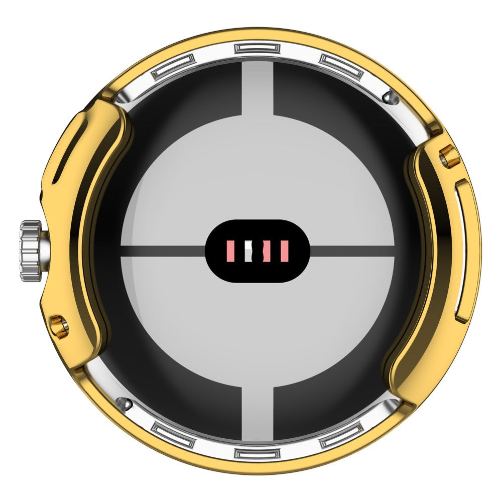 Godt Google Pixel Watch Cover med Skærmbeskytter i Silikone - Guld#serie_3