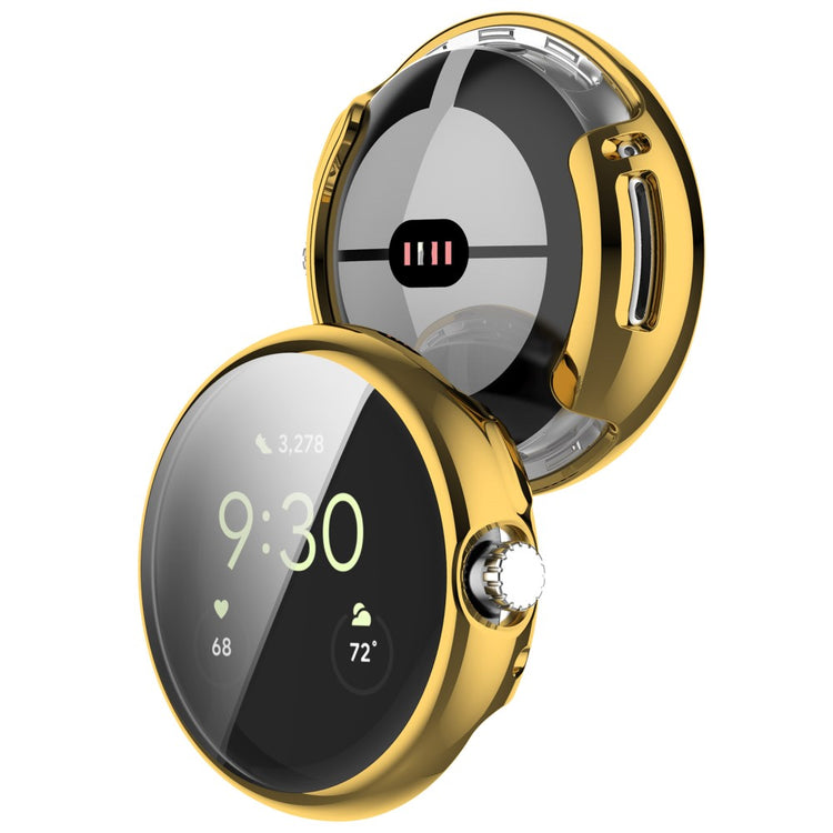 Godt Google Pixel Watch Cover med Skærmbeskytter i Silikone - Guld#serie_3