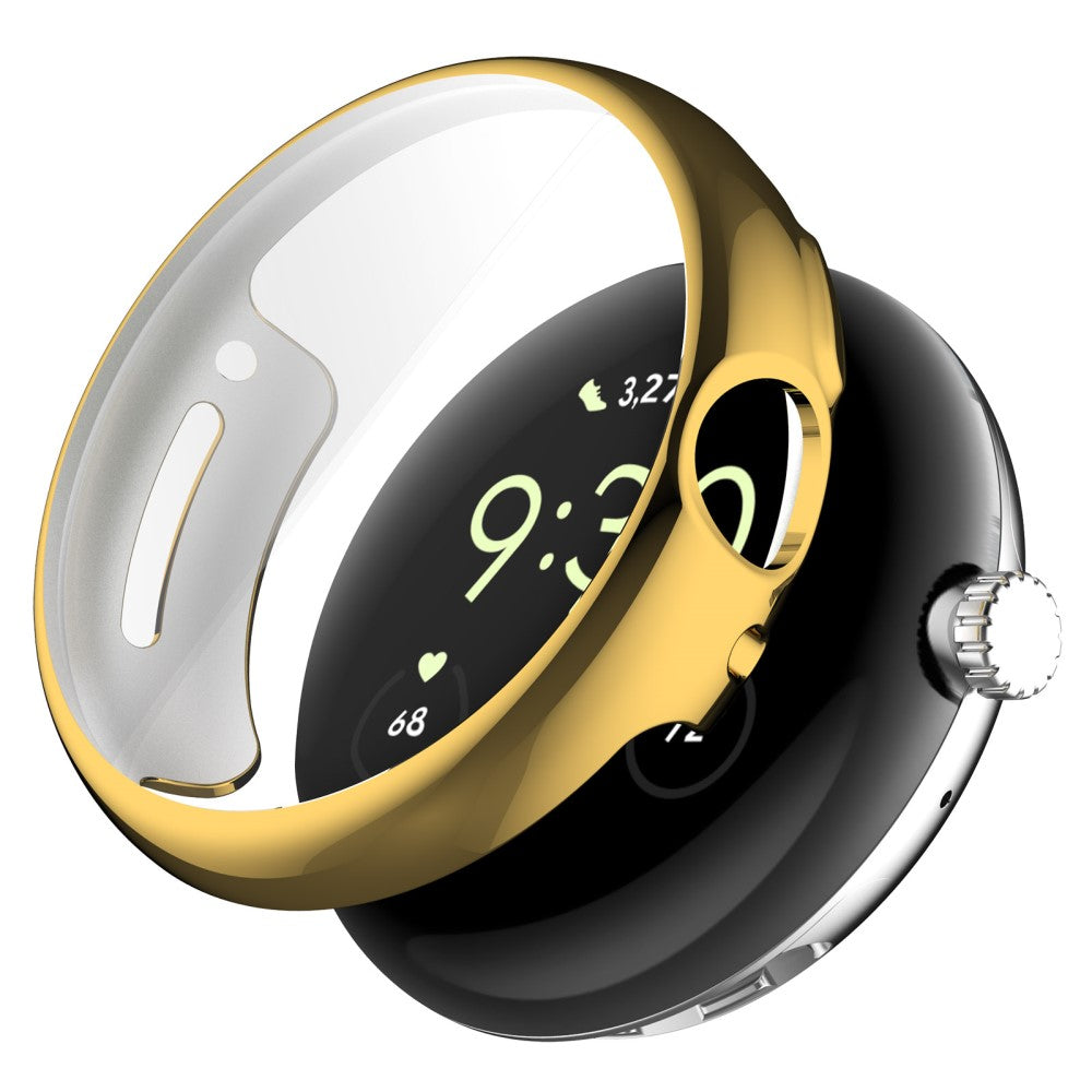 Godt Google Pixel Watch Cover med Skærmbeskytter i Silikone - Guld#serie_3