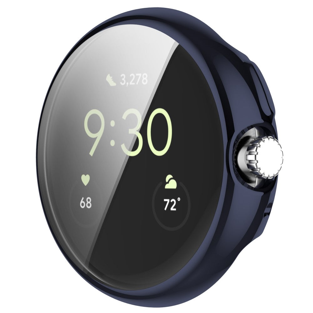 Godt Google Pixel Watch Cover med Skærmbeskytter i Silikone - Blå#serie_4