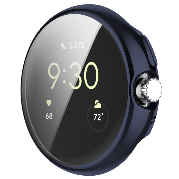 Godt Google Pixel Watch Cover med Skærmbeskytter i Silikone - Blå#serie_4