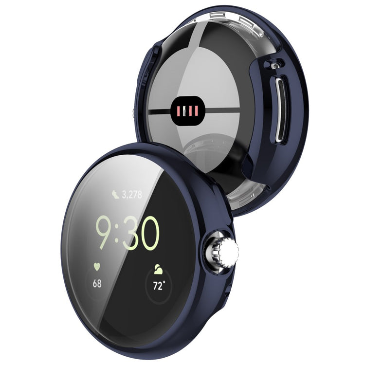 Godt Google Pixel Watch Cover med Skærmbeskytter i Silikone - Blå#serie_4