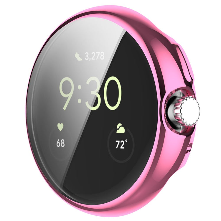 Godt Google Pixel Watch Cover med Skærmbeskytter i Silikone - Pink#serie_5