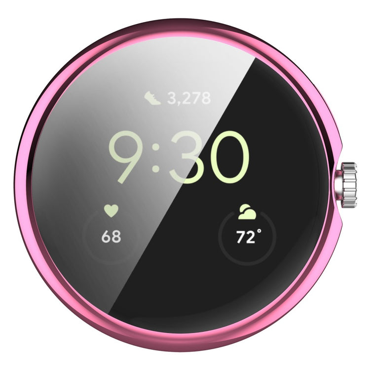 Godt Google Pixel Watch Cover med Skærmbeskytter i Silikone - Pink#serie_5