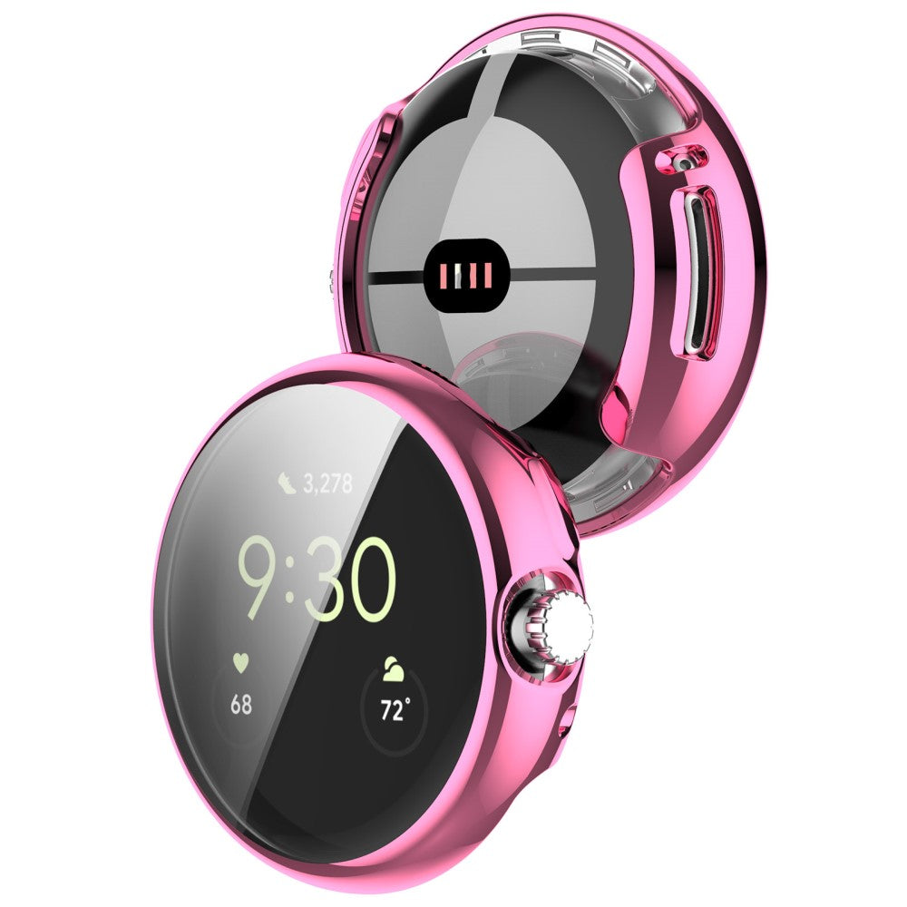 Godt Google Pixel Watch Cover med Skærmbeskytter i Silikone - Pink#serie_5