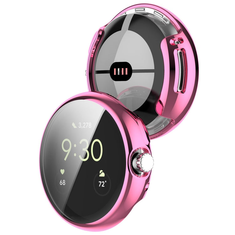 Godt Google Pixel Watch Cover med Skærmbeskytter i Silikone - Pink#serie_5