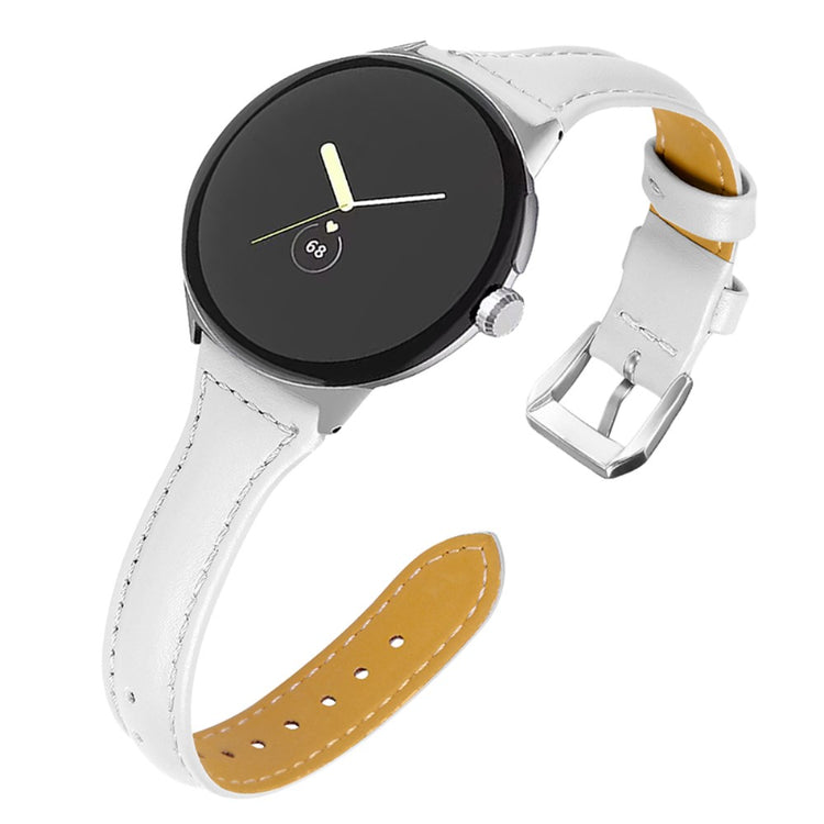 Rigtigt kønt Google Pixel Watch Ægte læder Rem - Hvid#serie_1