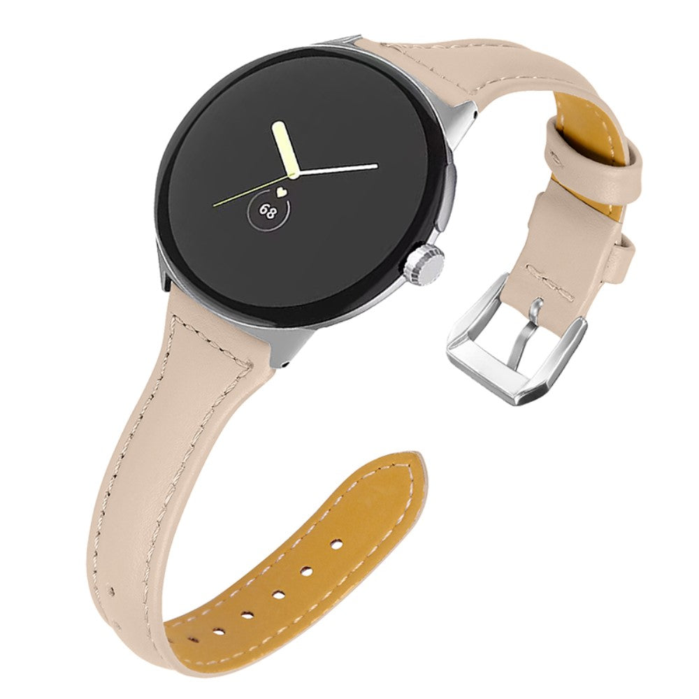 Rigtigt kønt Google Pixel Watch Ægte læder Rem - Brun#serie_13