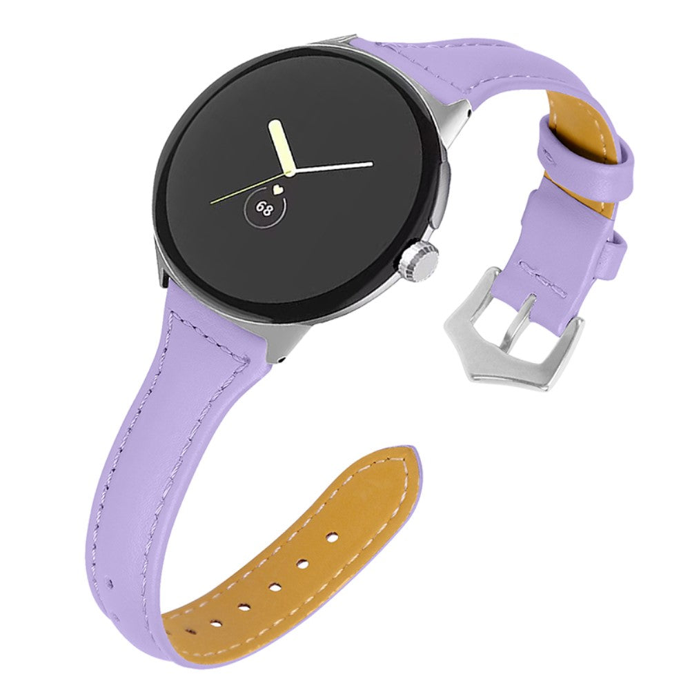 Rigtigt kønt Google Pixel Watch Ægte læder Rem - Lilla#serie_14