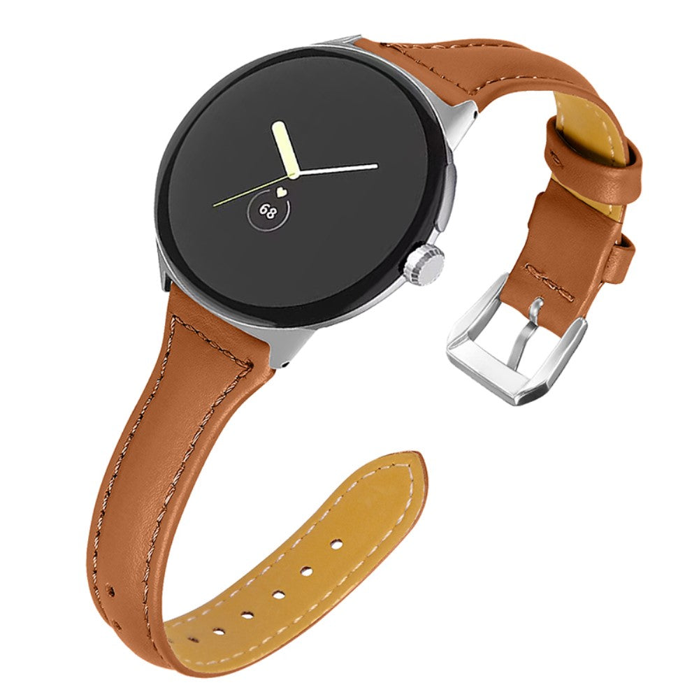 Rigtigt kønt Google Pixel Watch Ægte læder Rem - Brun#serie_15