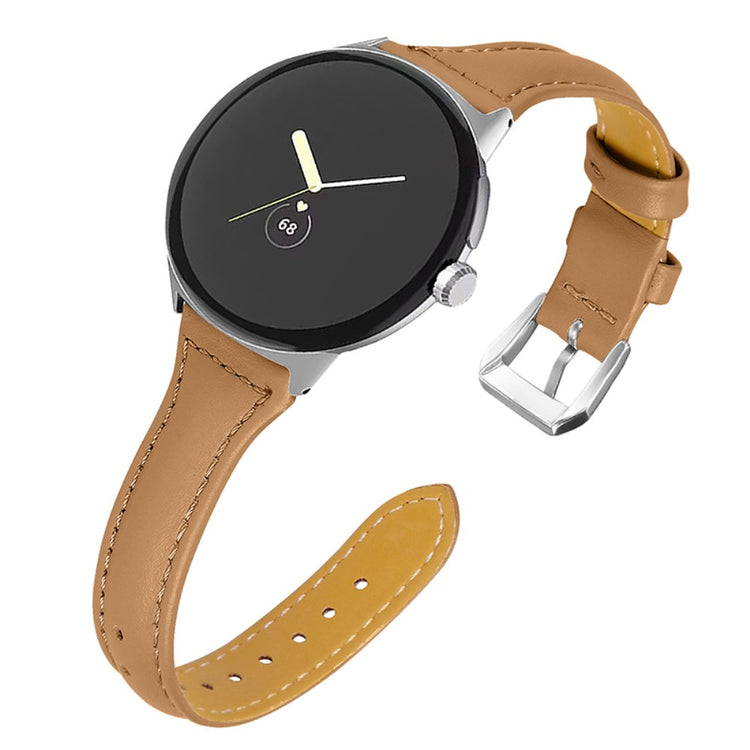Rigtigt kønt Google Pixel Watch Ægte læder Rem - Brun#serie_6