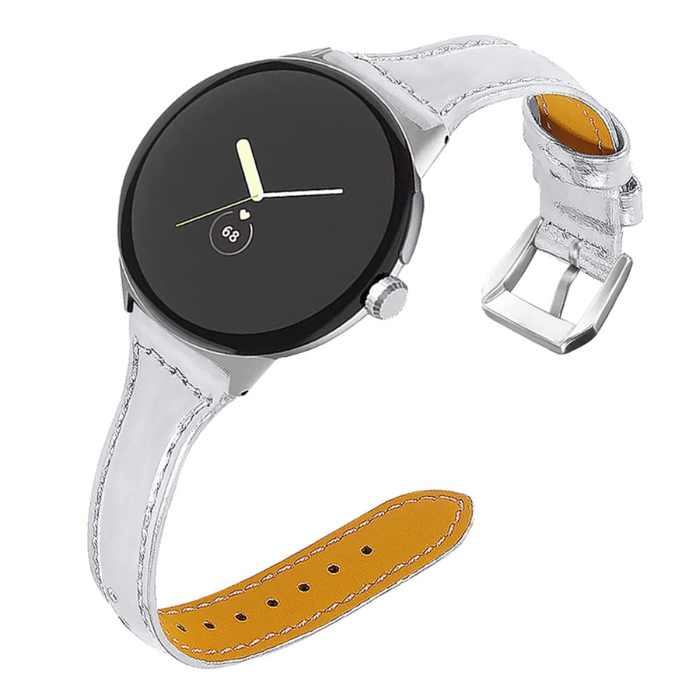 Rigtigt kønt Google Pixel Watch Ægte læder Rem - Sølv#serie_9