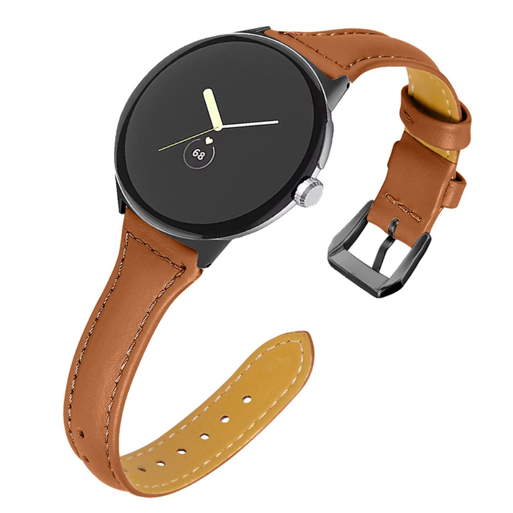 Meget fantastisk Google Pixel Watch Ægte læder Rem - Brun#serie_15