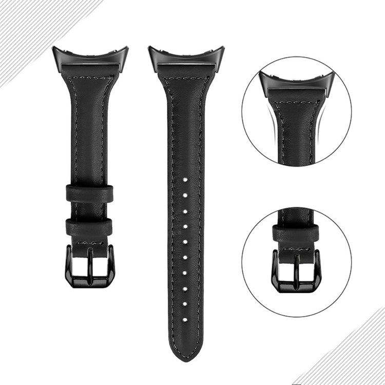 Meget fantastisk Google Pixel Watch Ægte læder Rem - Sort#serie_3