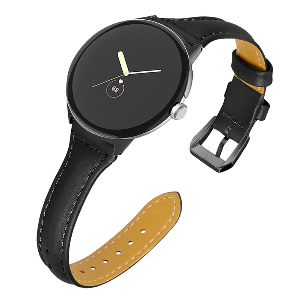 Meget fantastisk Google Pixel Watch Ægte læder Rem - Sort#serie_3