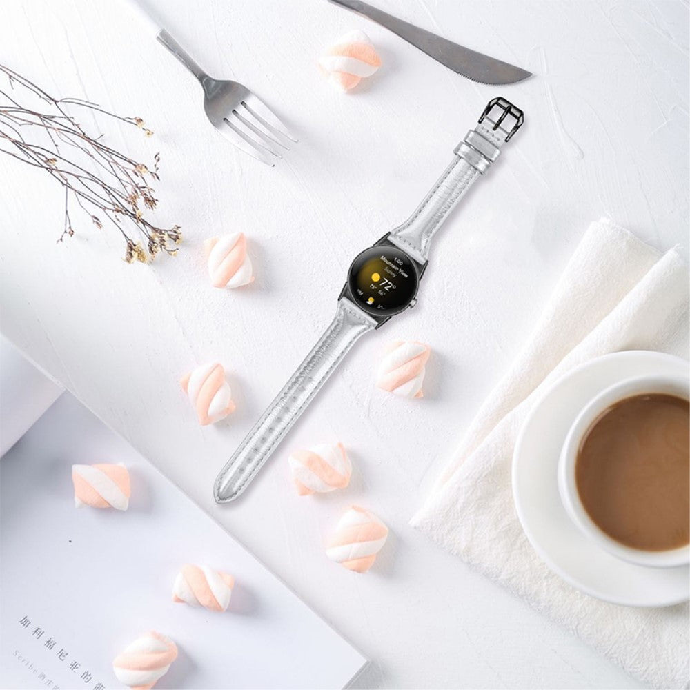 Meget fantastisk Google Pixel Watch Ægte læder Rem - Sølv#serie_6
