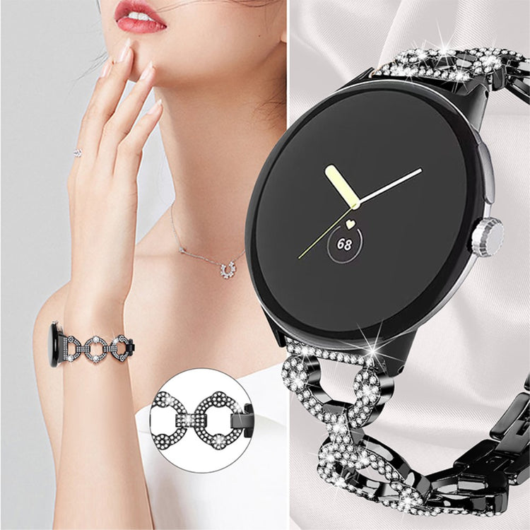 Vildt nydelig Google Pixel Watch Metal og Rhinsten Rem - Sort#serie_1