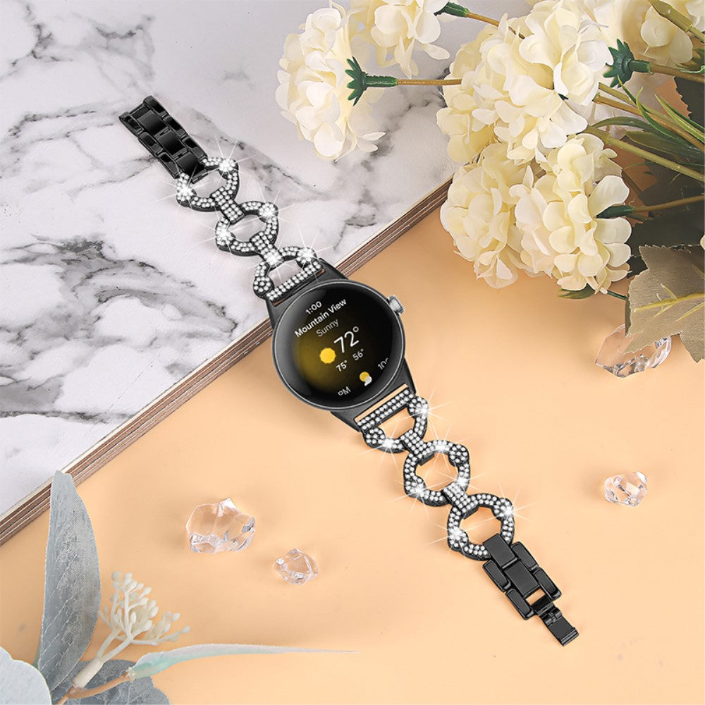 Vildt nydelig Google Pixel Watch Metal og Rhinsten Rem - Sort#serie_1