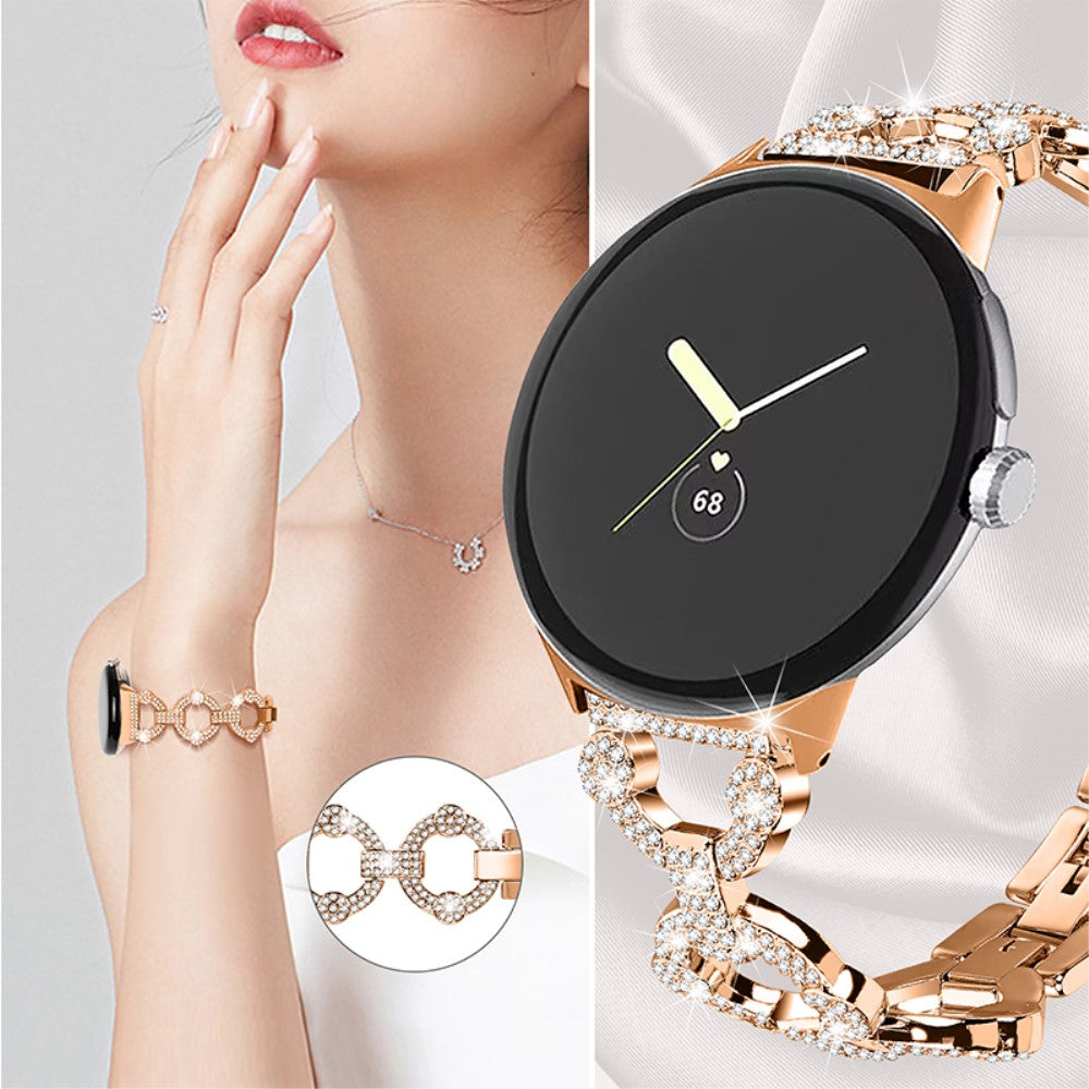 Vildt nydelig Google Pixel Watch Metal og Rhinsten Rem - Pink#serie_3