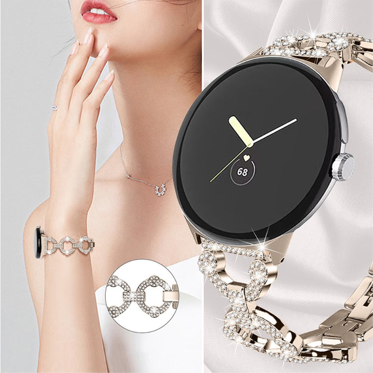 Vildt nydelig Google Pixel Watch Metal og Rhinsten Rem - Guld#serie_4